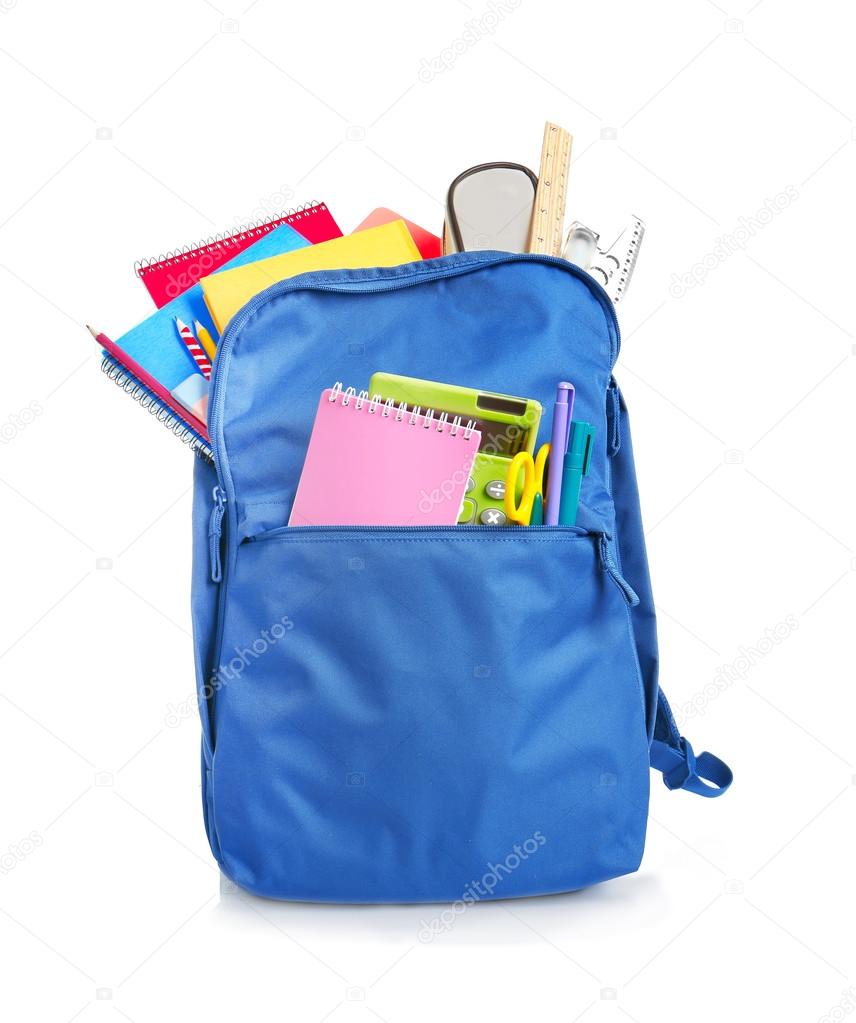 Backpack with school stationery