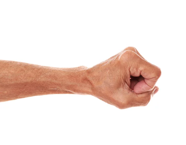 Old man  hand on a white — Stock Photo, Image