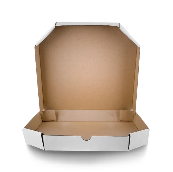 Коробка для піци ізольована на білому — стокове фото