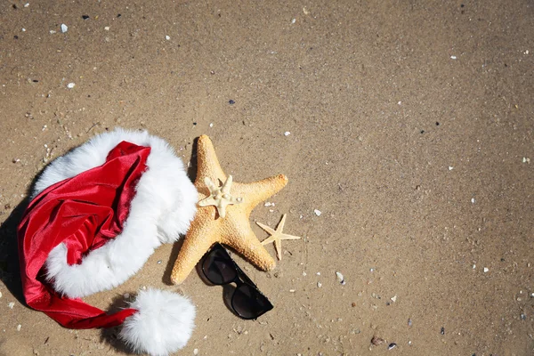 Chapéu de Santa com estrelas do mar — Fotografia de Stock