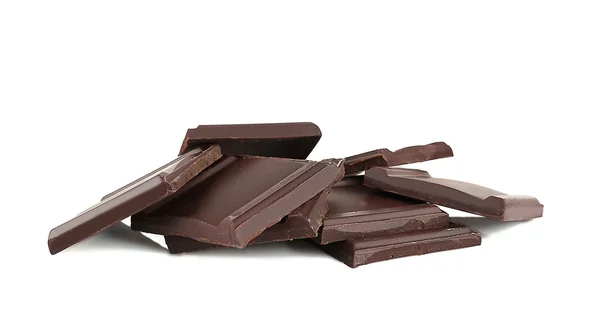 Pile of dark chocolate tiles — Stock Photo, Image