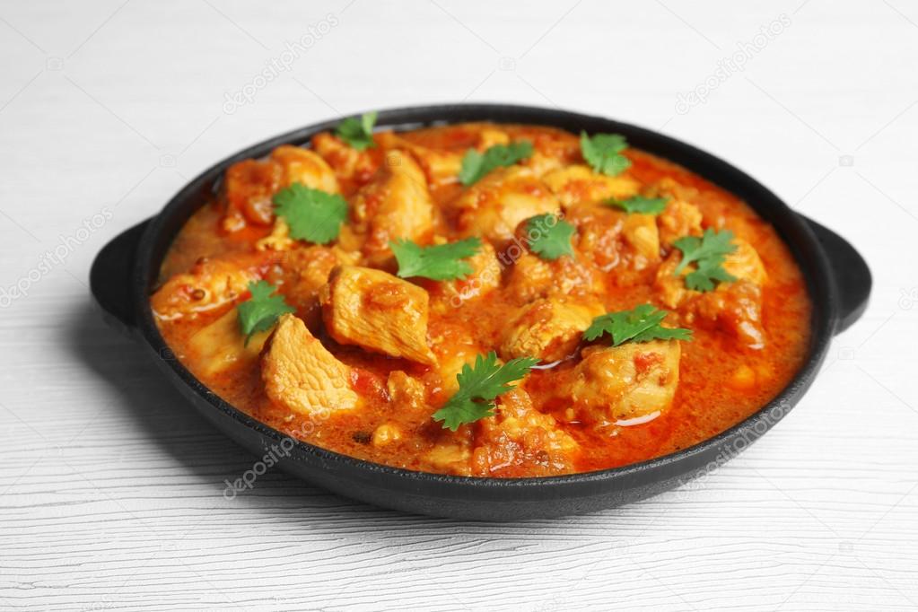 Chicken curry on  background