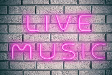 Neon metin canlı müzik tuğla duvar 