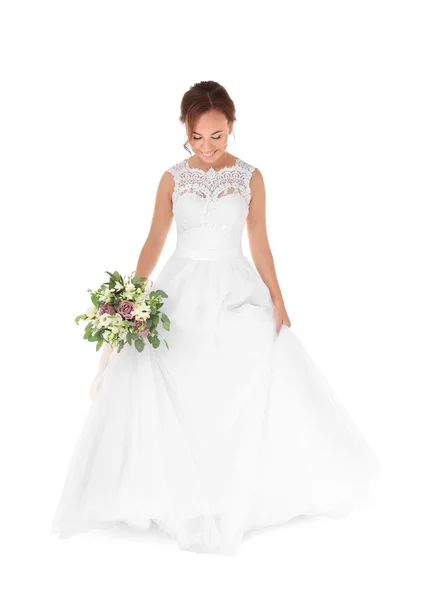 Beautiful bride with wedding bouquet — Stock Photo, Image