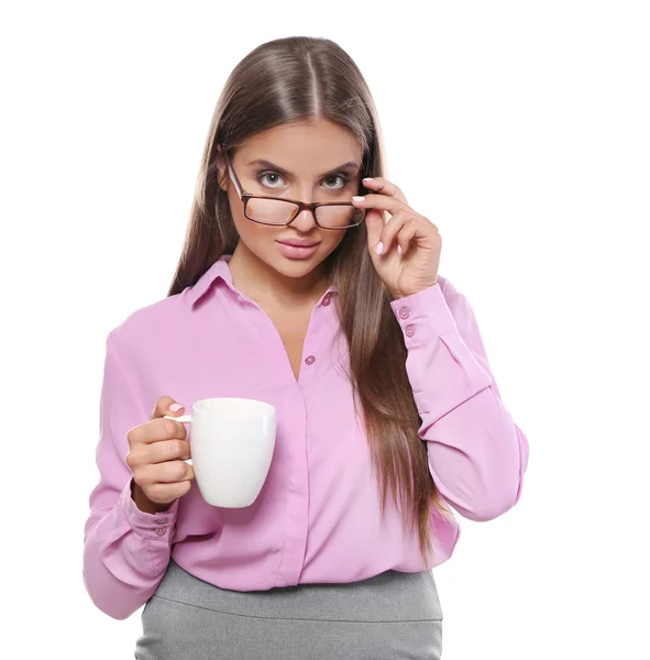 Femme avec tasse de café — Photo