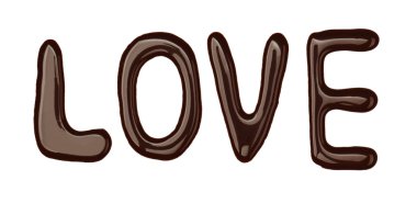 Kelime aşk çikolatadan yapılmış 