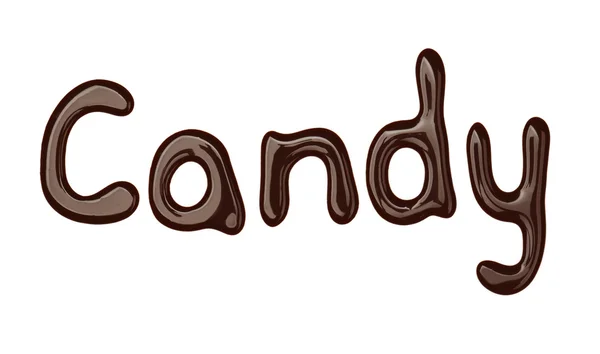 Palavra CANDY feito de chocolate — Fotografia de Stock