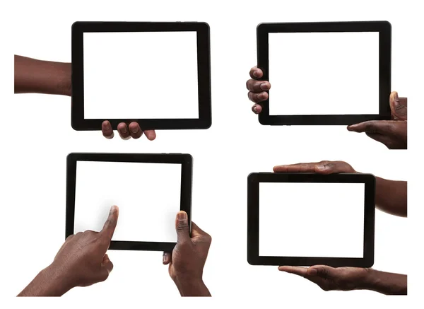 Male hands holding tablets — Stock Photo, Image