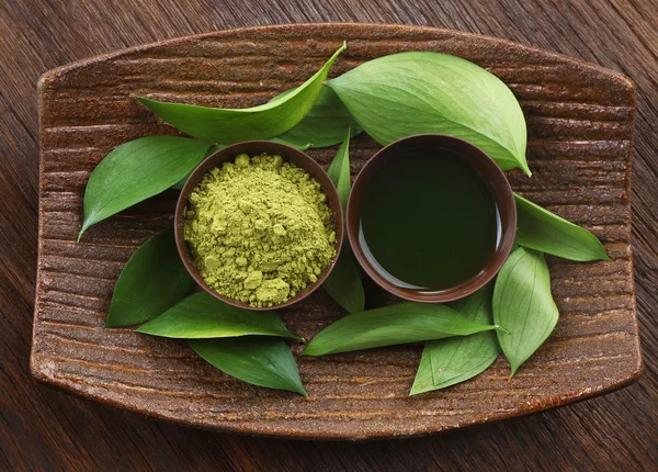 Ciotola con tè matcha — Foto Stock