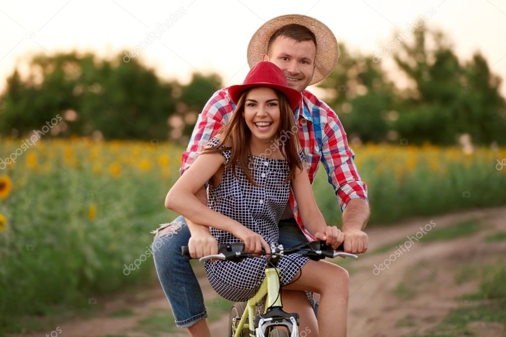 Young couple on bicycle