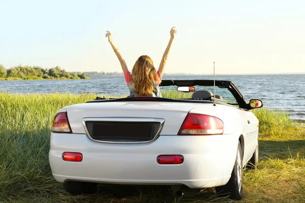 Happy Girl Car — Stock Photo, Image