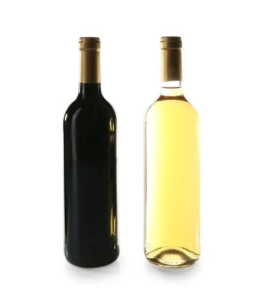 Bottles of white and red wine — Stock Photo, Image