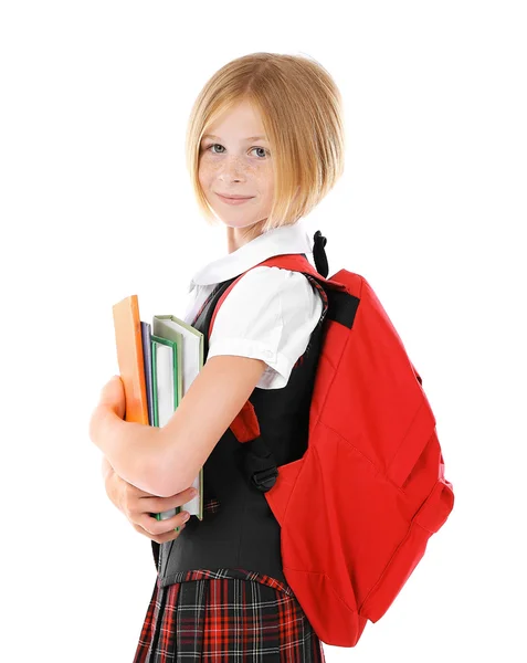 Beautiful schoolgirl, isolated — Stock Photo, Image