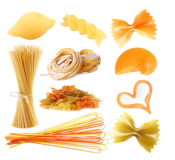 Collection of pasta isolated on white background — Stock Photo, Image