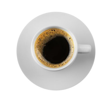 Beyaz arka planda bir fincan kahve.