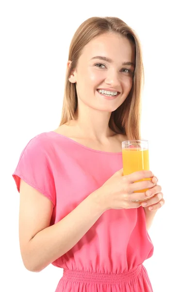 Woman with a glass of fresh juice — Stock Photo, Image