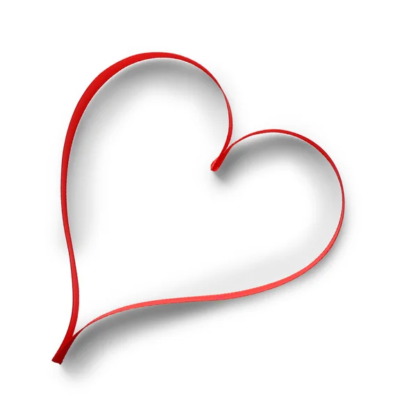 Piros szalag, szív alakú — Stock Fotó
