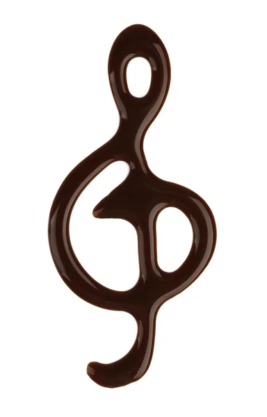 Drawn chocolate treble clef on white background — Stock Photo, Image