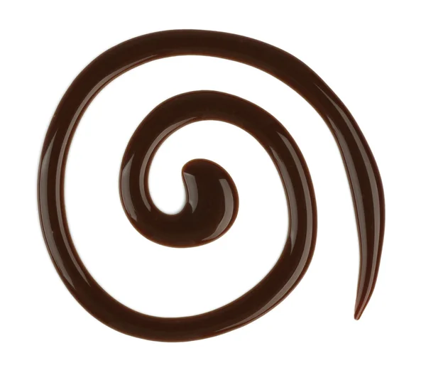 Drawn chocolate swirl on white background — Stockfoto