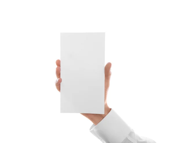 Adam el beyaz kağıt ile — Stok fotoğraf