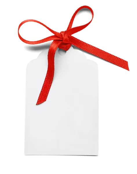 Card with red ribbon — Stock Photo, Image