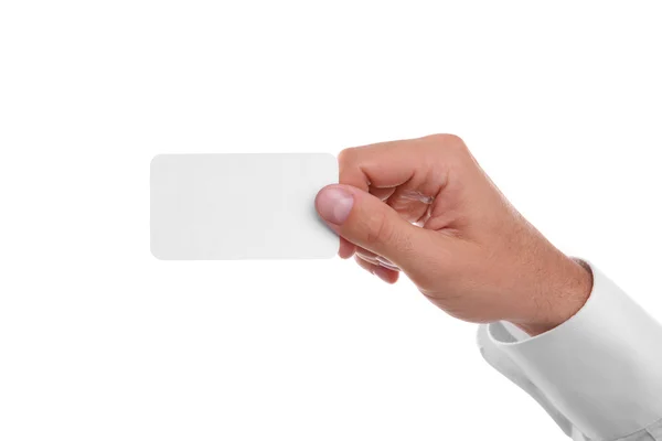Mano de hombre con tarjeta en blanco — Foto de Stock
