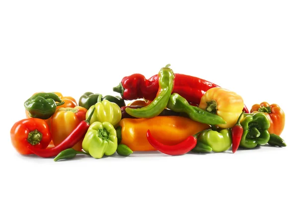 Set of fresh peppers on white background — Stock Photo, Image