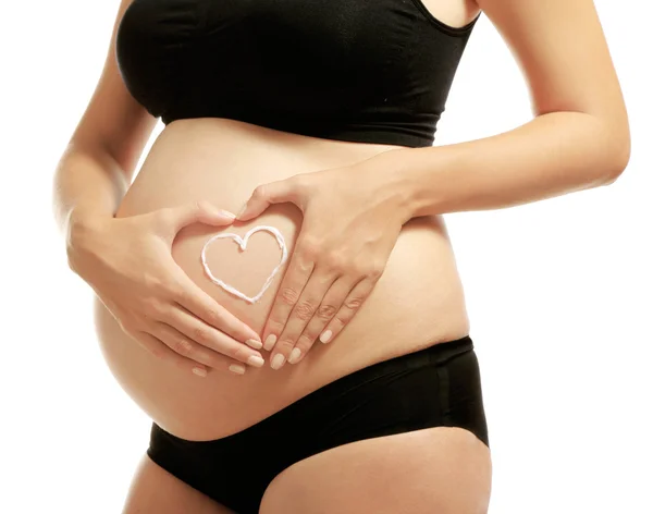 Pregnant woman on white background — Stock Photo, Image