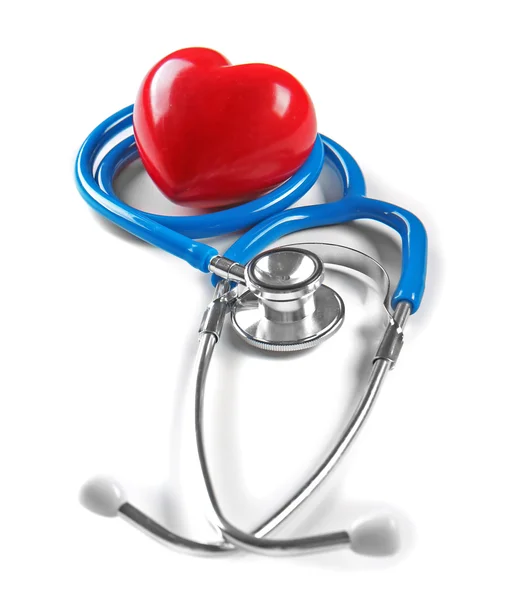 Steteskop ve kırmızı kalp — Stok fotoğraf