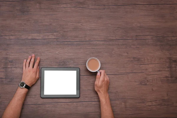 Woman working with tablet — Stock Photo, Image