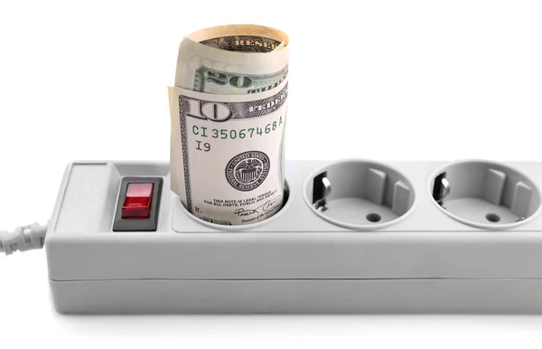 Dollars in power socket — Stock Photo, Image