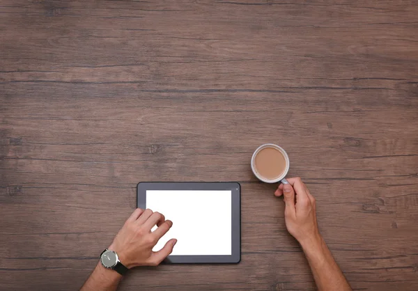 Woman working with tablet — Stock Photo, Image