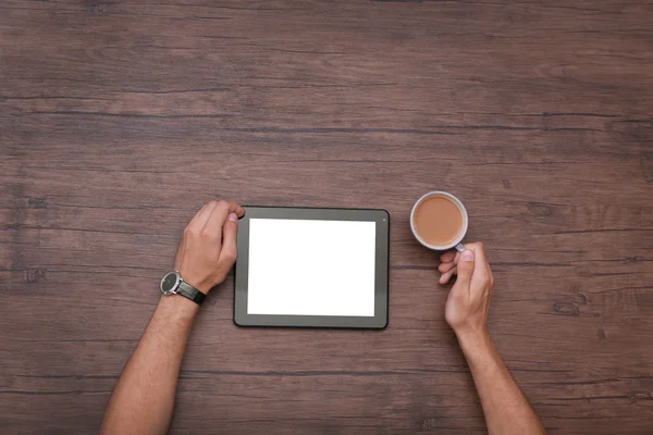 Woman working with tablet — Stock Photo, Image