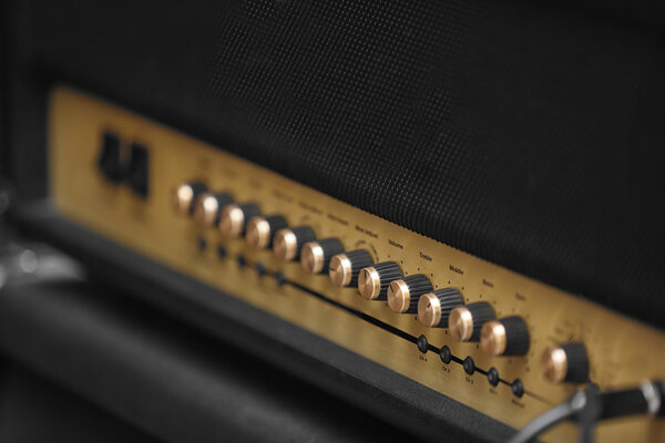 Guitar amplifier, close up
