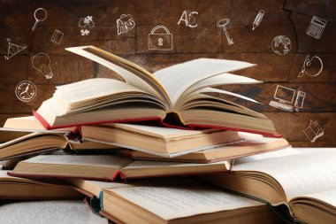 Yığın kitap simgeleri ile  