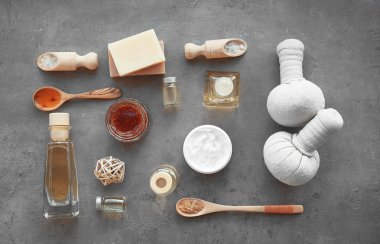 Spa kompozisyon gri arka plan üzerinde