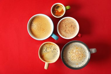 Kahve kırmızı arka plan, üstten görünüm