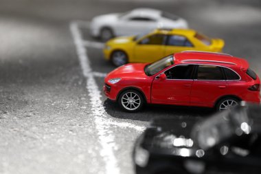 Otopark oyuncak arabalar yakın çekim