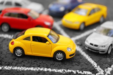 Otopark oyuncak arabalar yakın çekim