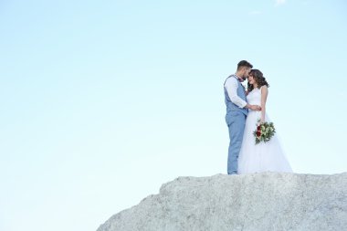 Gelin ve damat ve güzel manzara