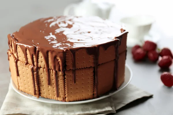 融化的巧克力饼干蛋糕 — 图库照片