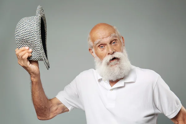 Elderly man with hat — Stock Photo, Image