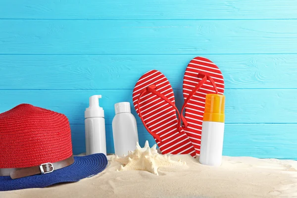 Strand accessoires op zand — Stockfoto
