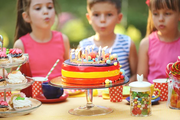 Crianças Comemorando Aniversário Parque — Fotografia de Stock