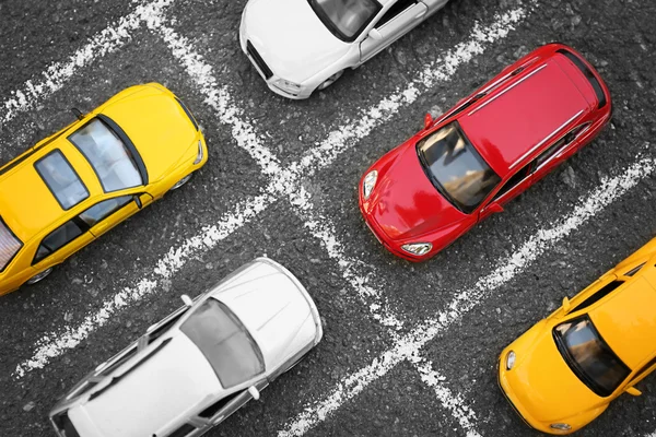 Közelkép a játékszert autók parkoló — Stock Fotó