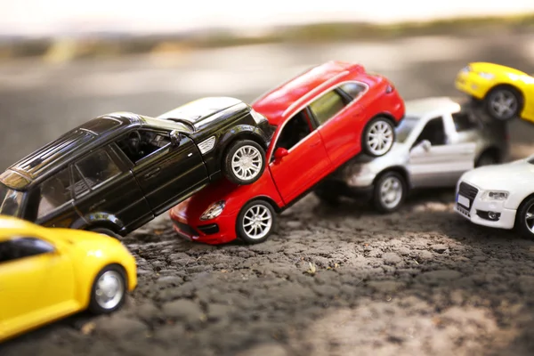 Zblízka hračky auta havárie — Stock fotografie