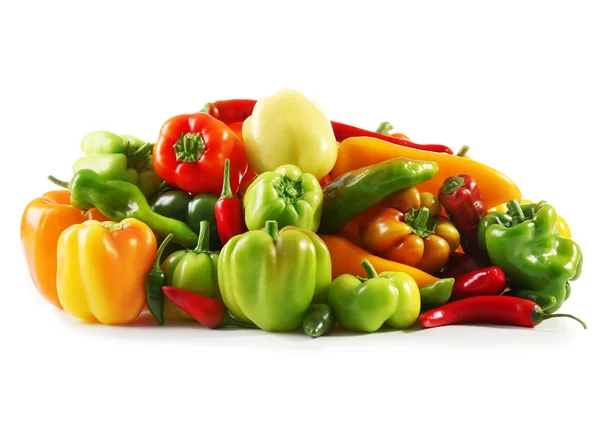 Set of fresh peppers on white background — Stock Photo, Image