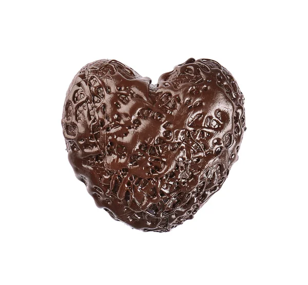 Chocolate heart on a white background — Stock Photo, Image