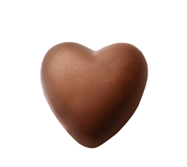 Шоколадное сердце на белом фоне — стоковое фото
