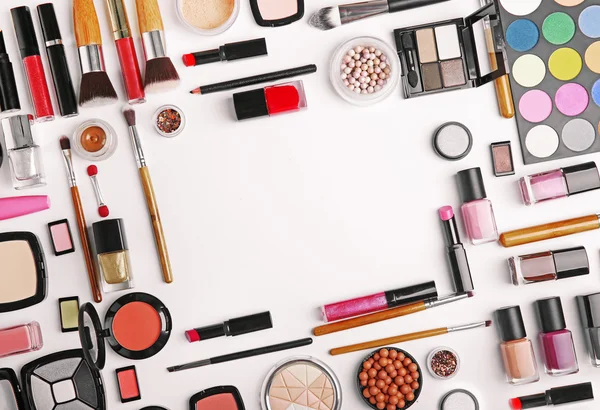 Decorative cosmetics, top view — Stock Photo, Image